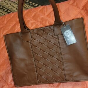 WOVEN/BRAIDED LEATHER Vince Camuto Leori tote NWT